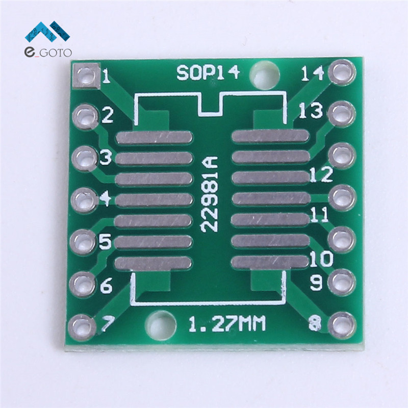 Адаптер макетна плата перехідник PCB SOIC14-SOP14-TSSSOP14 -> DIP14 крок 0,65 мм/1,27 мм під паяння SMD