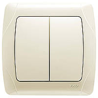 Вимикач двоклавішний Carmen VIKO крем, врізний Віко вбудований одинарний 90562002