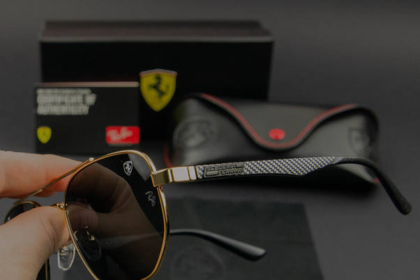 Сонцезахисні окуляри RAY BAN Ferrari поляризаційні UV400 (арт. RB0304-P) золота оправа, фото 6