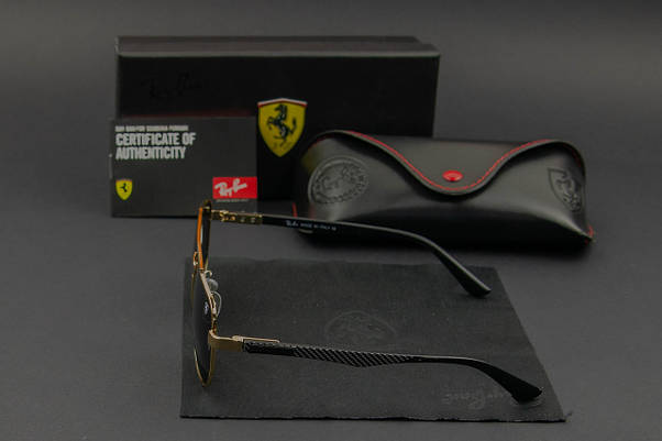 Сонцезахисні окуляри RAY BAN Ferrari поляризаційні UV400 (арт. RB0304-P) золота оправа, фото 4