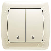 Вимикач прохідний двоклавішний Carmen VIKO крем, врізний Віко вбудований одинарний 90562017