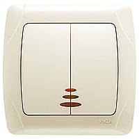 Вимикач двоклавішний з підсвіткою Carmen VIKO крем, врізний Віко вбудований одинарний 90562050