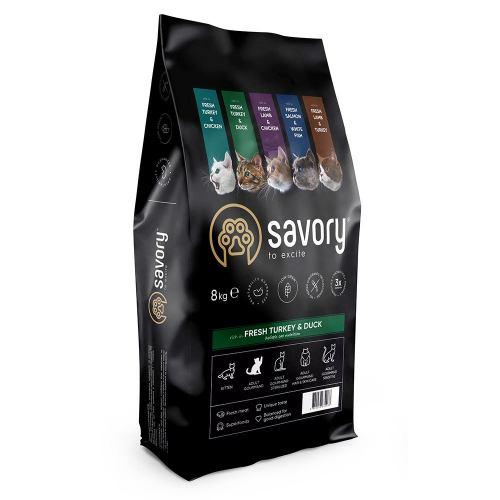 Сухий корм Savory для котів гурманів, зі свіжою індичкою та качкою, 8 кг (*)