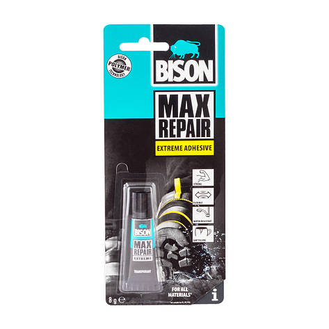 Клей екстрасильний для всіх видів ремонтних робіт Bison MAX REPAIR 8 г, фото 1