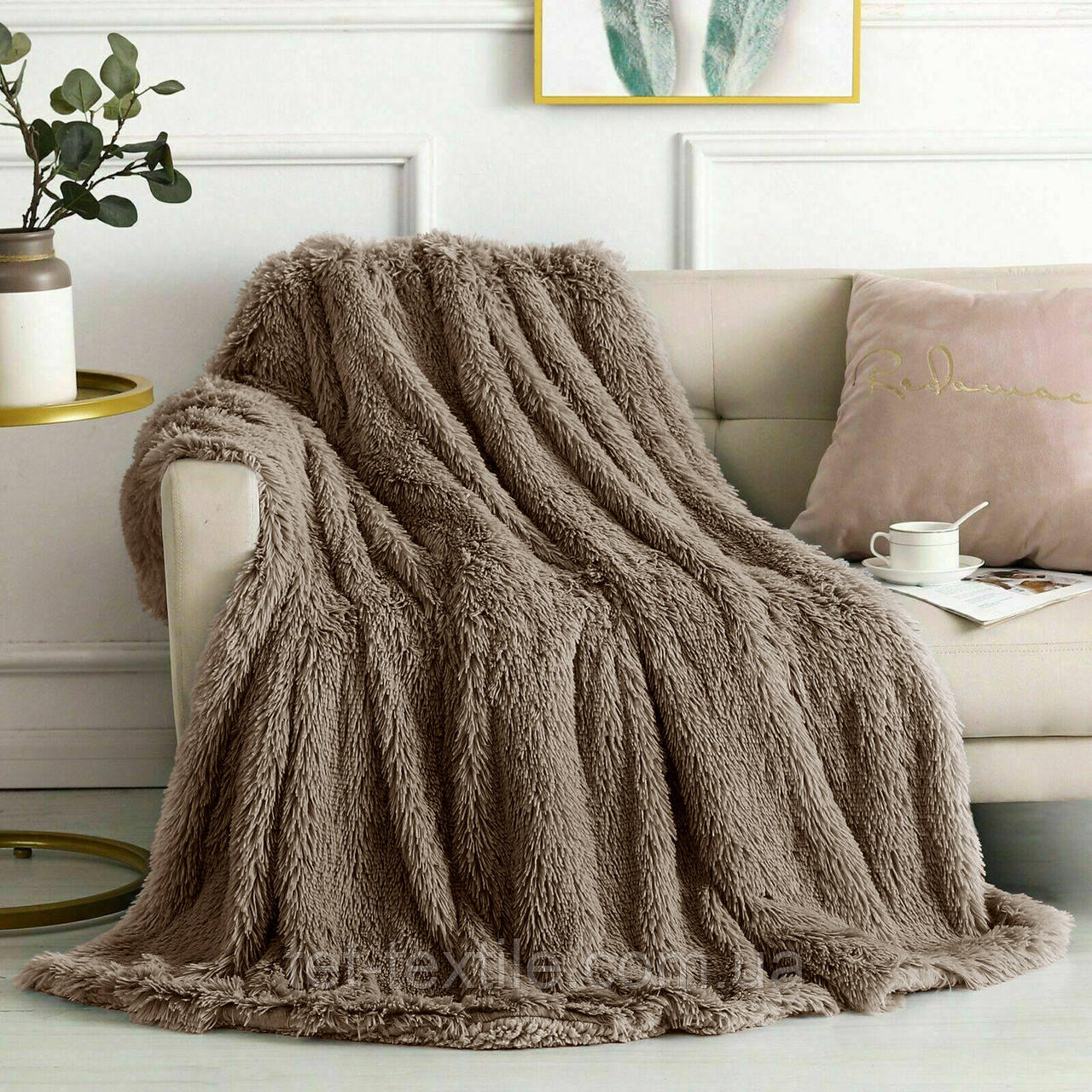 Плед покрывало Colorful Home Травка капучино 220х240см