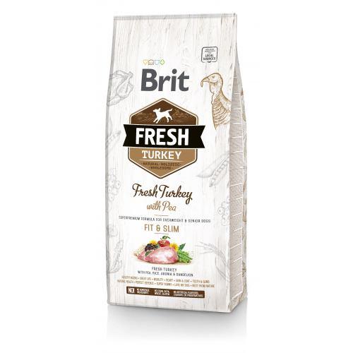 Сухий корм Brit Fresh для дорослих собак, із зайвою вагою, з індичкою та горохом, 12 кг (*)