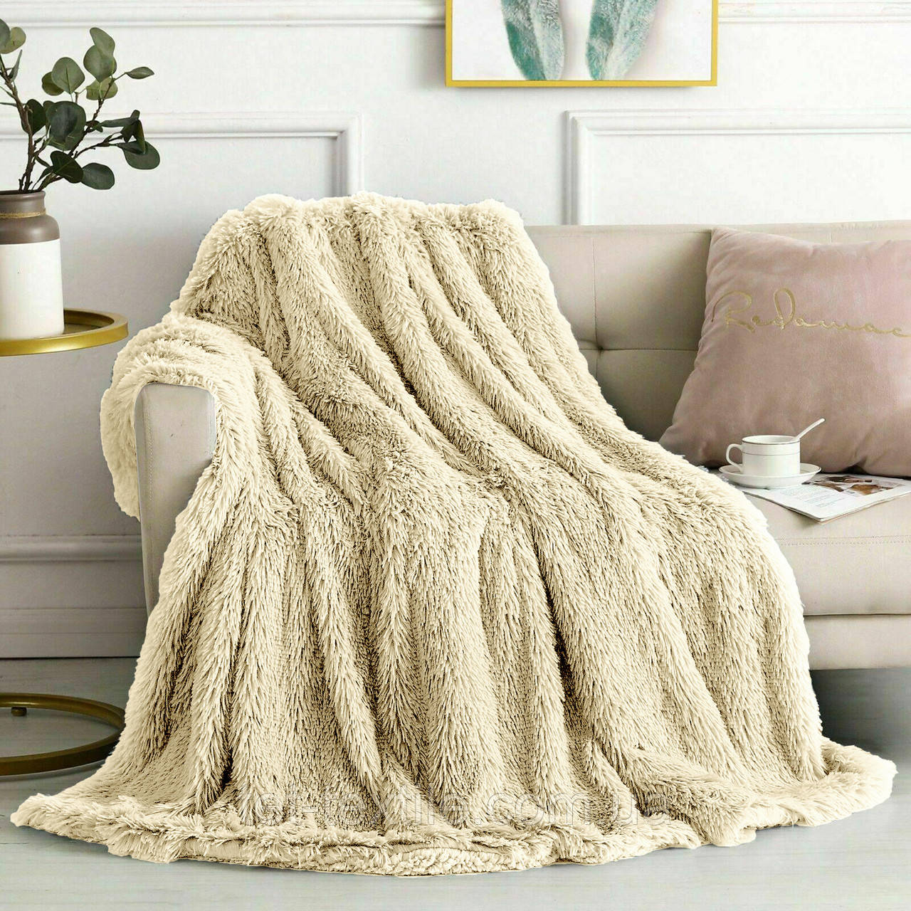 Плед покрывало Colorful Home Травка кремовий 220х240см