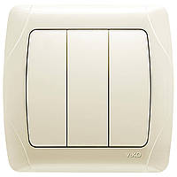 Вимикач триклавішний Carmen VIKO крем, врізний Віко вбудований одинарний 90562068