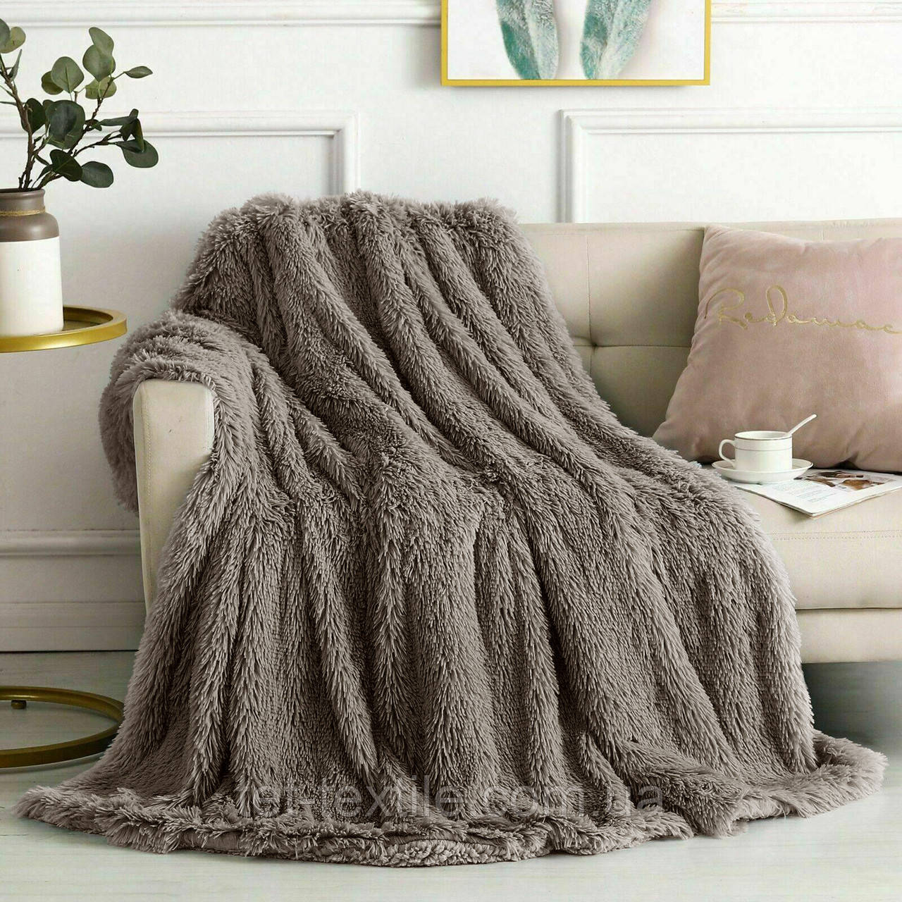 Плед покрывало Colorful Home Травка мокко 220х240см