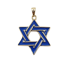 Срібна підвіска велика "Зірка Давида" з синьою емаллю 6ЗД-06