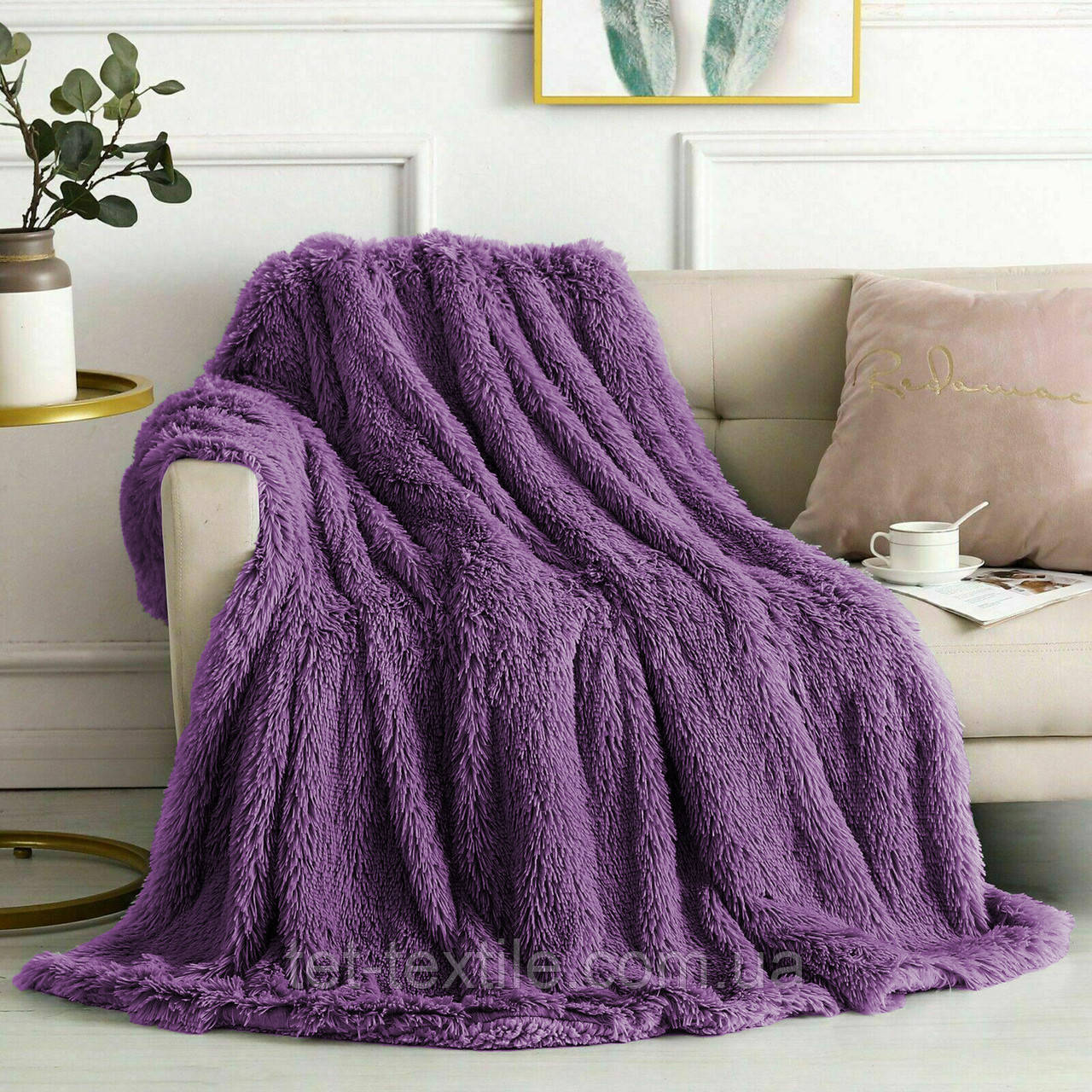 Плед покрывало Colorful Home Травка бузковий 220х240см