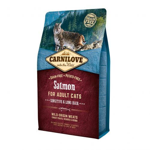Сухий корм Carnilove Cat Sensitive & Long Hair для котів з чутливим травленням, лосось, 2 кг (*)