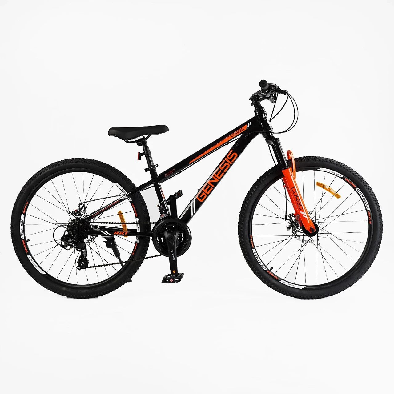 Велосипед гірський спортивний 26" Corso Genesis T-26050 чорно-помаранчевий на зріст 130-145 см
