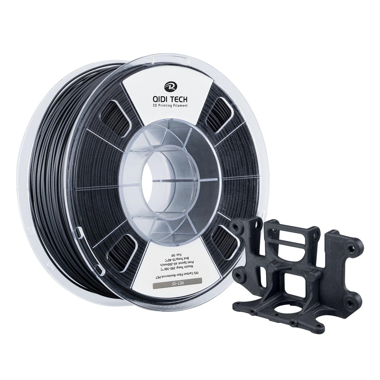 Пластик філамент для 3Д-друку QIDI TECH PET-CF Black, Classic Spool, 1.75мм, 1кг, 280-320°C, для 3D-принтера, Чорний