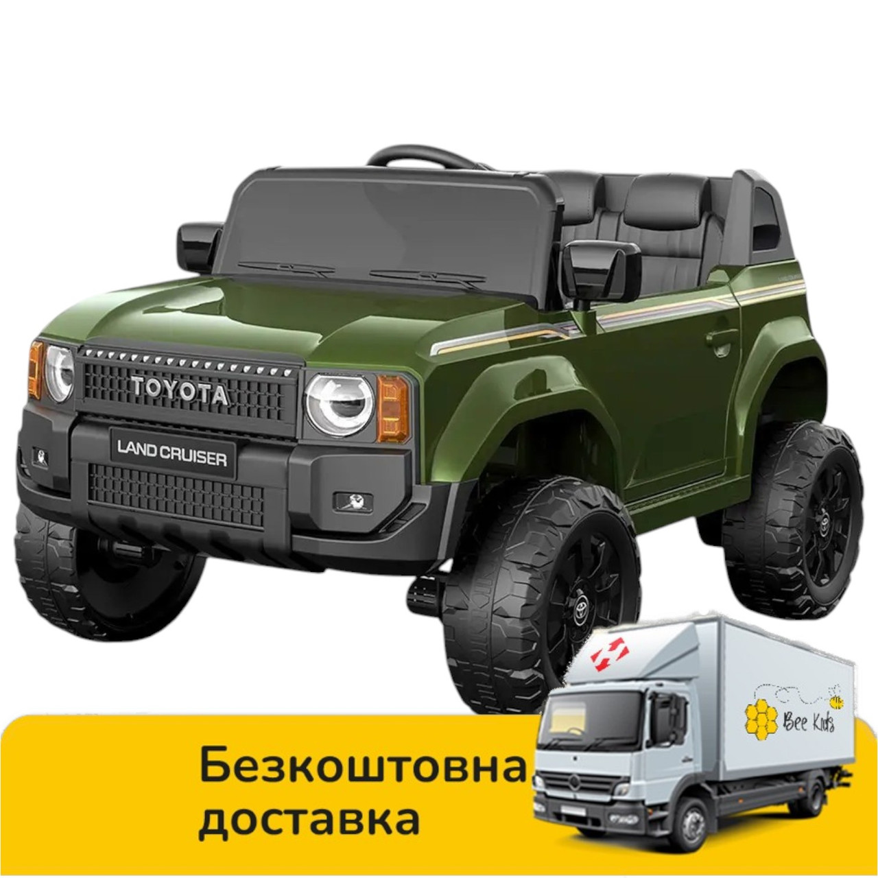 Електромобіль джип Toyota (пульт 2,4G, 4 мотори 2*25W/2*35W, 24V5AH, EVA) Bambi 2155EBLR-10(24V) Зелений, фото 1