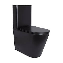 Унітаз підлоговий Qtap Scorpio Ultra Quiet безобідковий із сидінням Soft-Close MATT BLACK QT14226088AMB