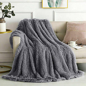 Плед покрывало Koloco Травка сірий 220х240см