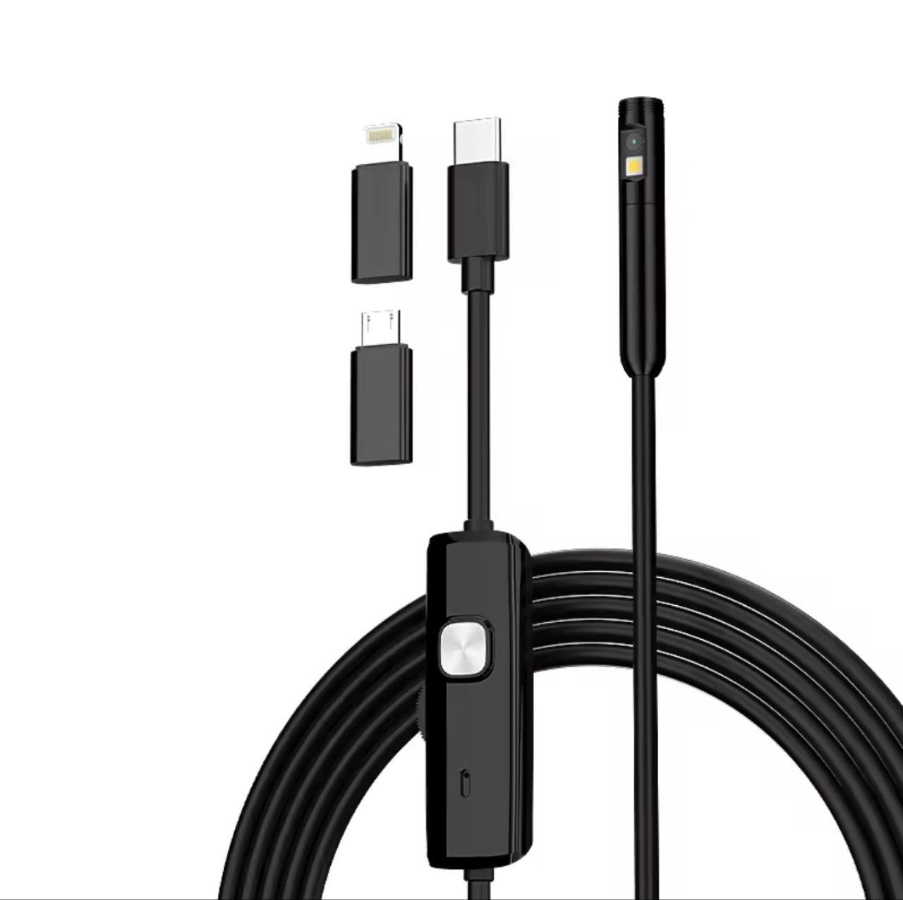 Ендоскопічна камера 3в1 Inskam IP68 з 2 лінзами для iPhone, iPad, iOS, Android Ø 8 мм 3,5м жорсткий., фото 1