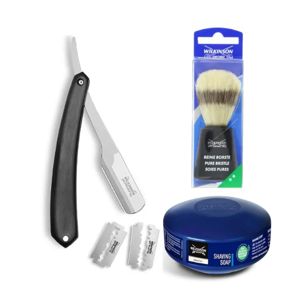 Небезпечна бритва Wilkinson Sword Barber's Style The Pioneer + Помазок + мило для гоління 125 г