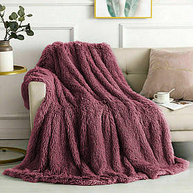 Плед покрывало Koloco Травка малиновий 220х240см