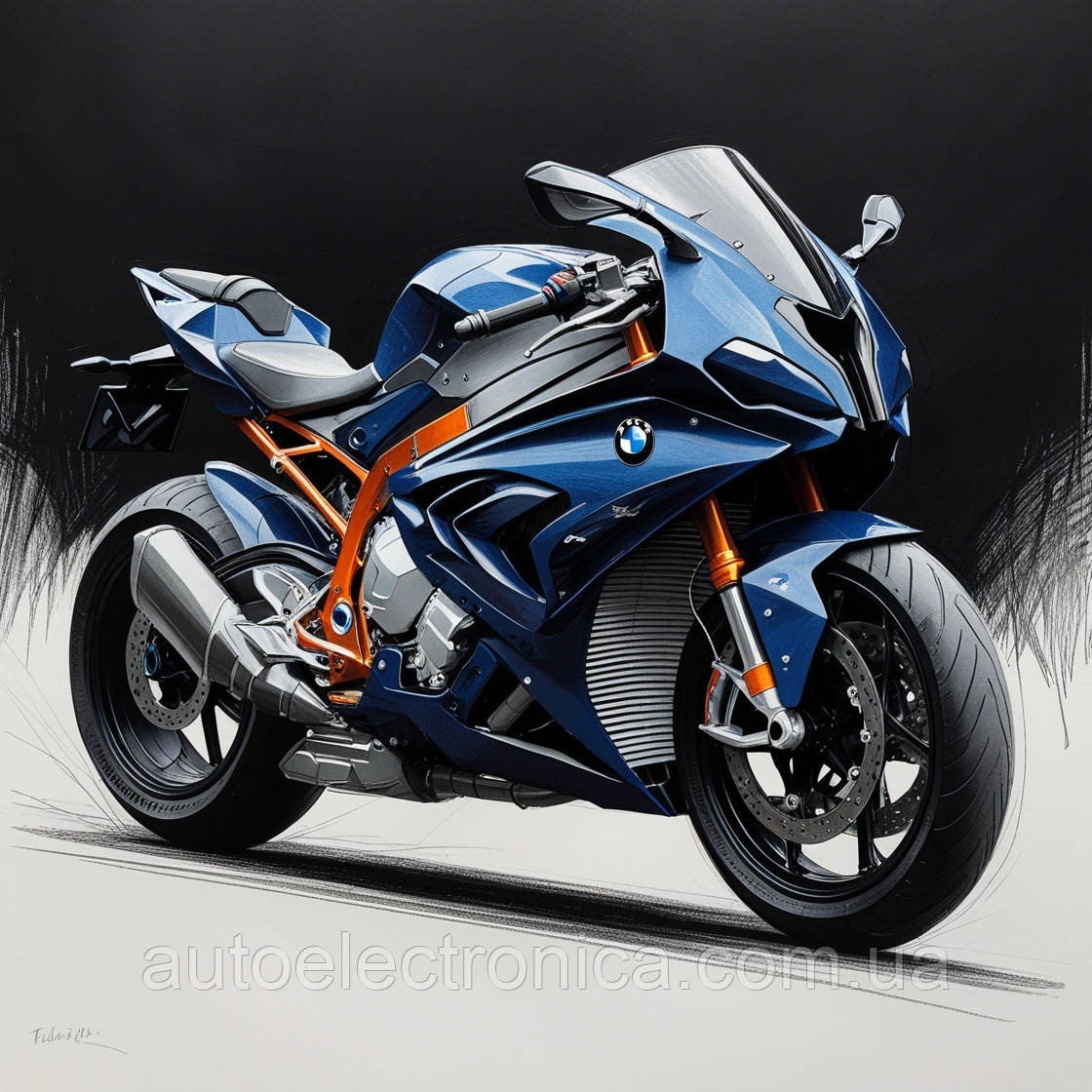 Картина на полотні "Futuristic Navy Blue BMW Motorcycle" | FMD 7.17