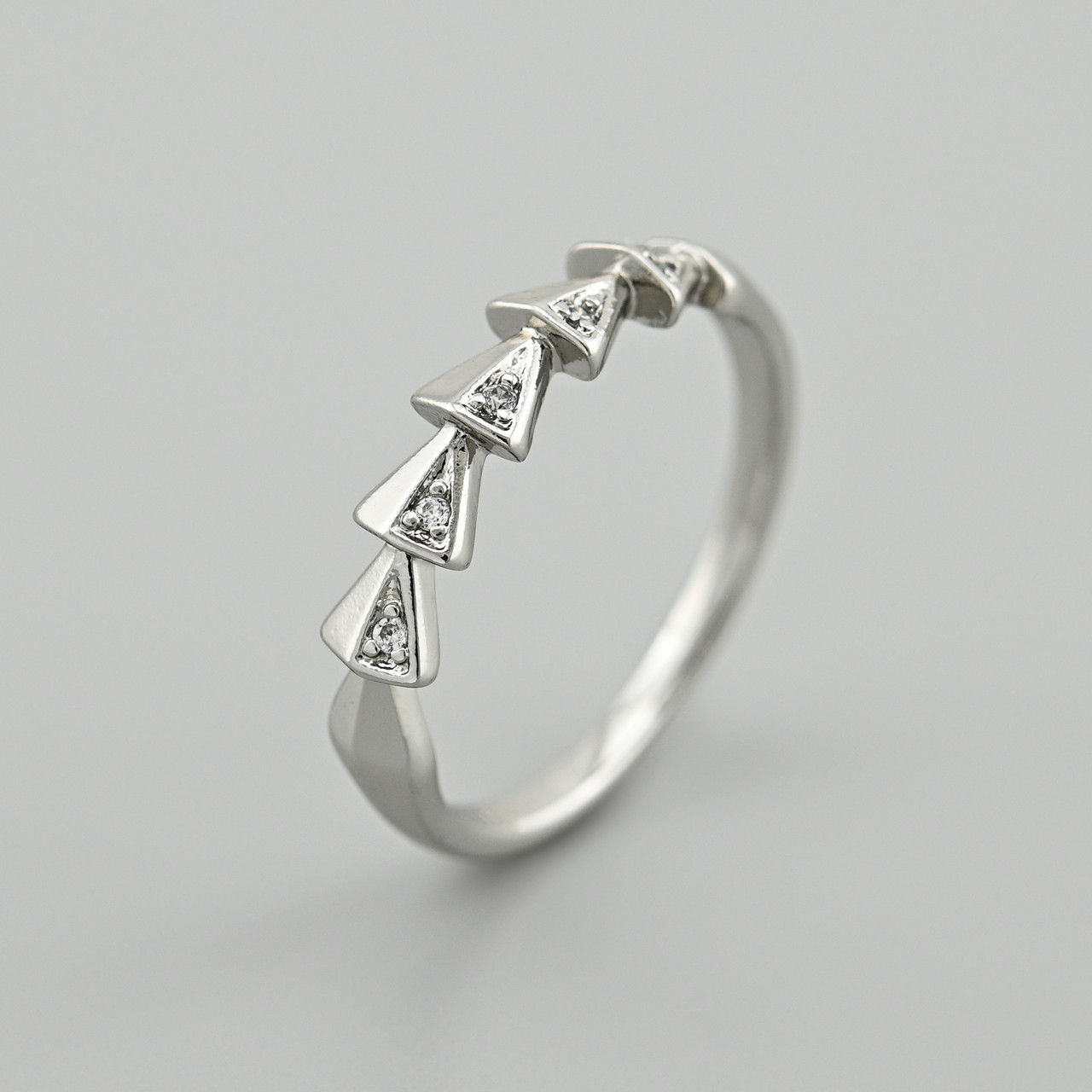 Каблучка  Неоніла 50113 ширина 4 мм білі фіаніти позолота Біле Золото розмір 17, фото 1