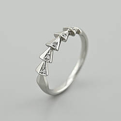 Каблучка Неоніла 50113 ширина 4 мм білі фіаніти позолота Біле Золото розмір 17