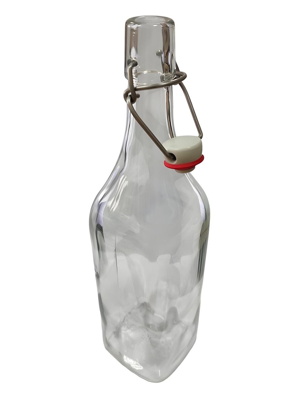 Бугельна Квадратна пляшка, скляна 0,5 л. з бугельною пробкою, фото 1