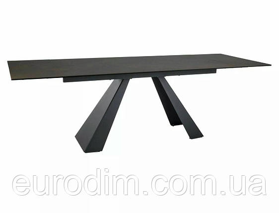 Стіл SALVADORE CERAMIC 160(240)*90 коричневий OSSIDO BRUNO/чорний мат, фото 1