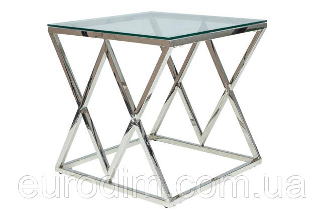 Журнальний столик ZEGNA B прозоре скло/срібло 55X55, фото 1