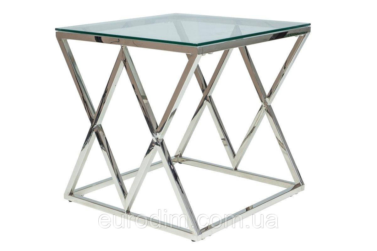 Журнальний столик ZEGNA B прозоре скло/срібло 55X55
