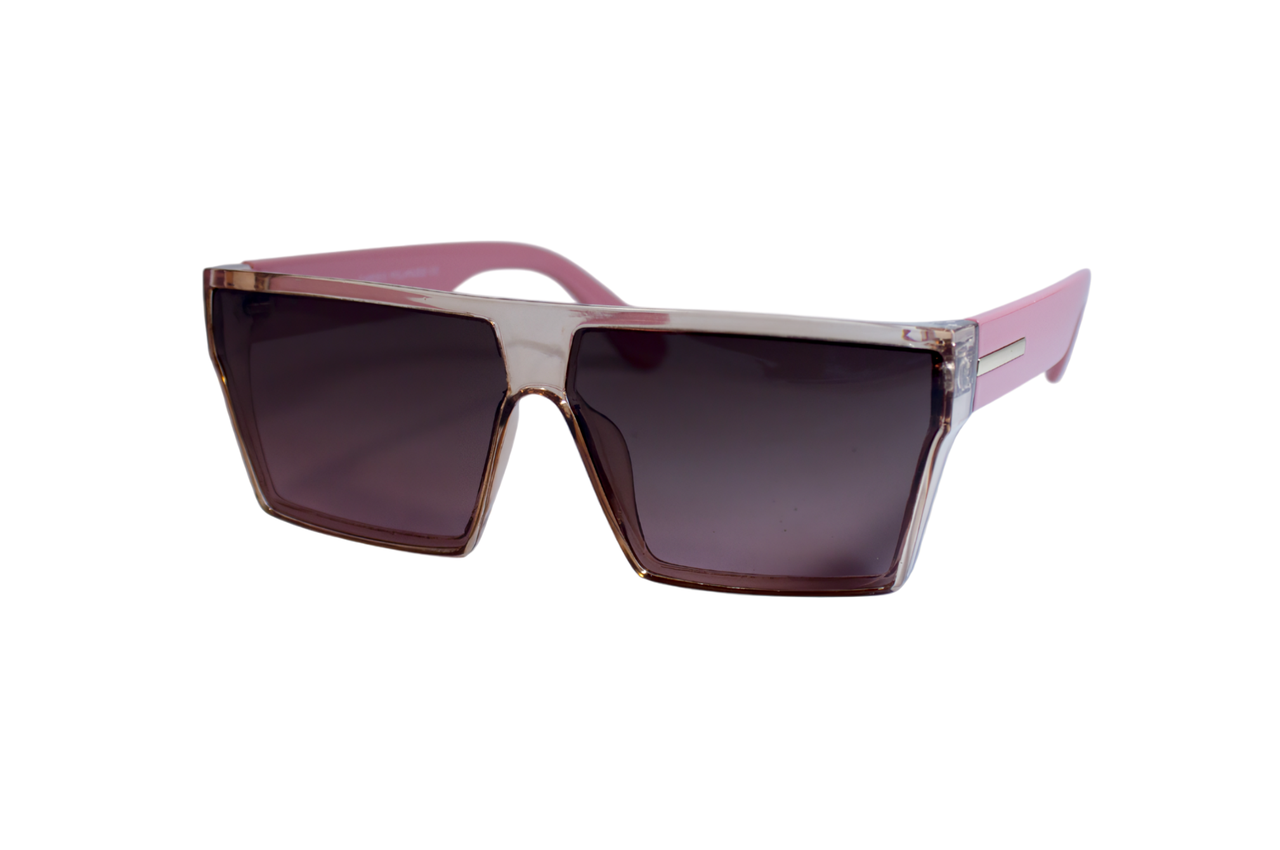 Жіночі сонцезахисні окуляри polarized, прозора оправа в рожевому кольорі, маска  P2912-3