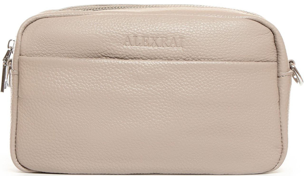 Сумка світло-сіра крос боді клатч на одну змійку жіноча шкіряна мала на плече з кишенями Alex Rai 3801
