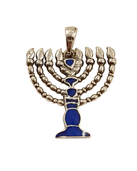 Срібна підвіска "Ханукія" з синьою емаллю HNK-05