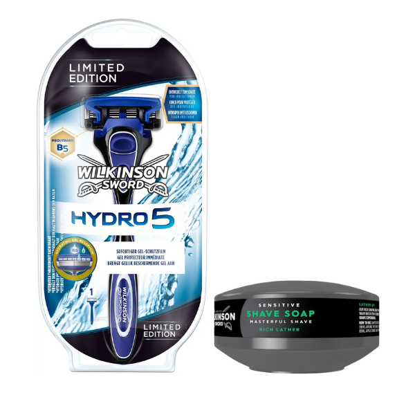 Чоловічий станок для гоління Wilkinson Sword Hydro 5 Limited Edition (1 картридж) + Мило для гоління Wilkinson Sword