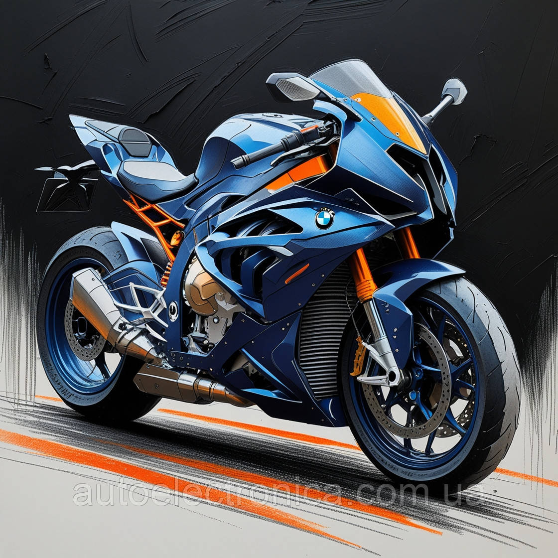 Картина на полотні "Futuristic Navy Blue BMW Motorcycle" | FMD 7.21