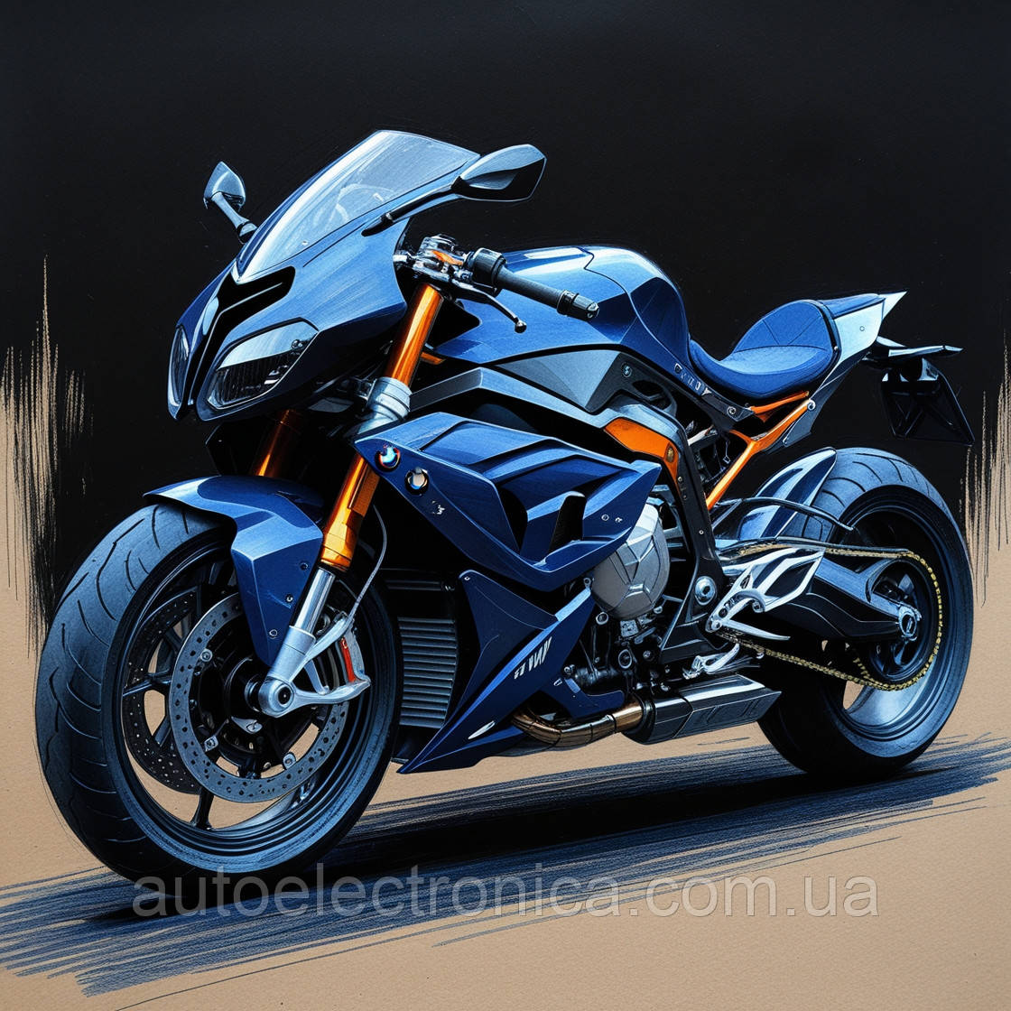 Картина на полотні "Futuristic Navy Blue BMW Motorcycle" | FMD 7.23