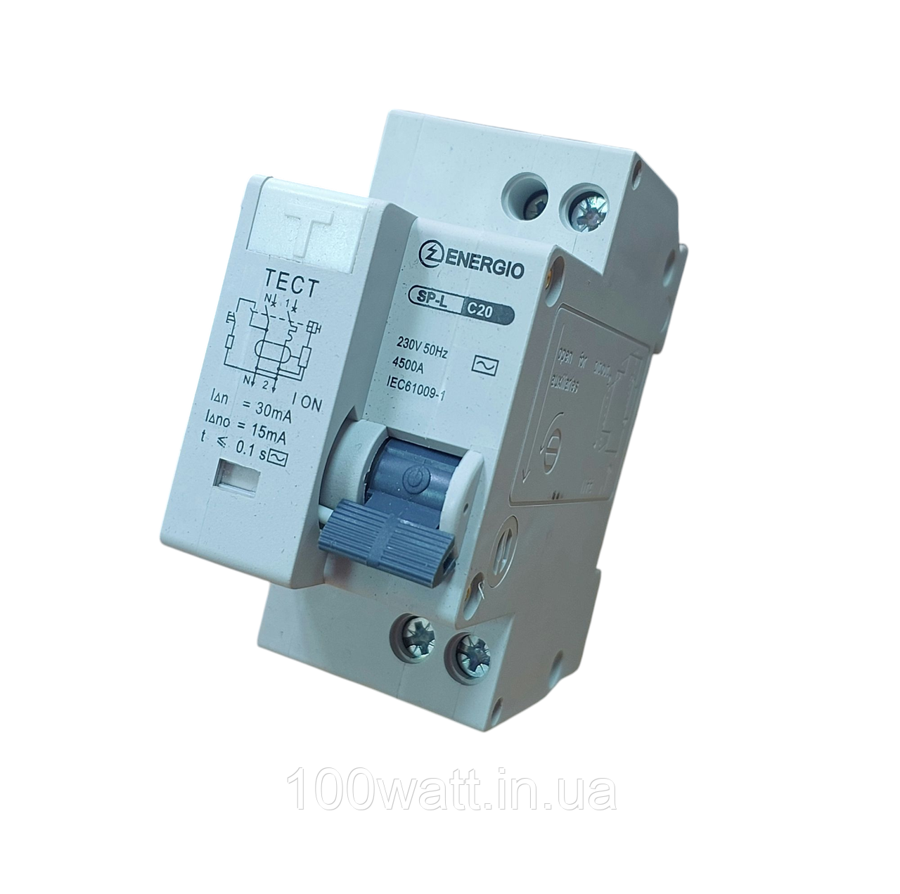Диференціальний автоматичний вимикач ENERGIO SP-L 1P+N C 20А 4.5кА 70204