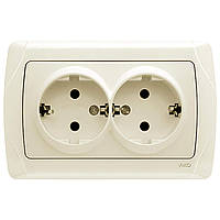 Розетка подвійна із заземленням Carmen VIKO крем, врізна Віко вбудована з землею 90562056
