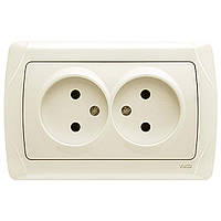 Розетка подвійна без заземлення Carmen VIKO крем, врізна Вико вбудована без землі 90562055