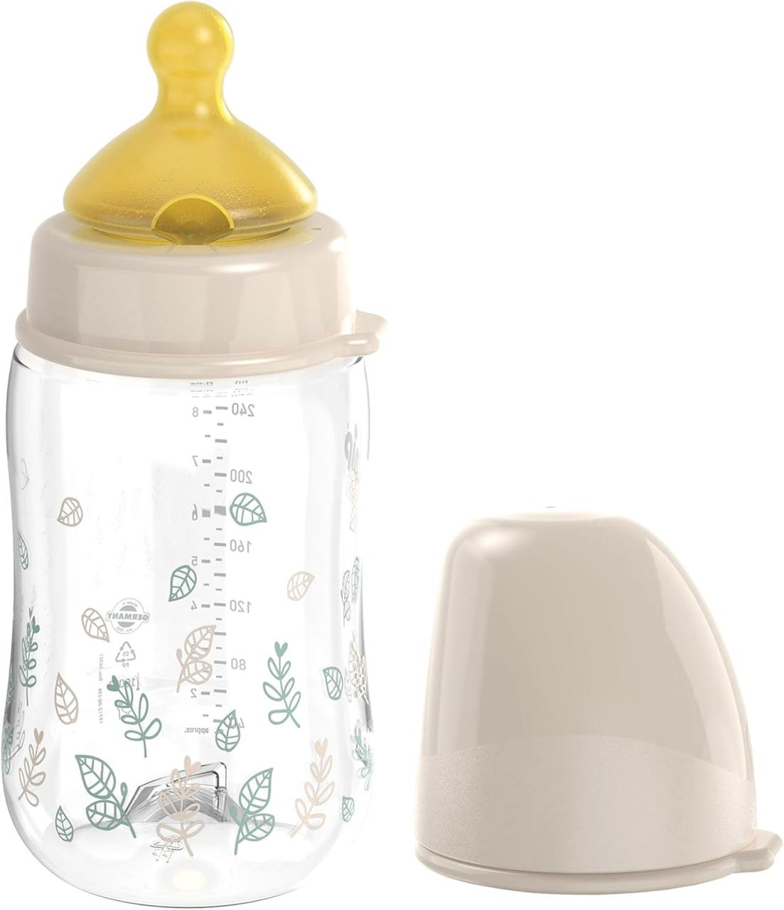 Пляшка пластик 260 мл з широкою горловиною NIP Вишенька Зелена Серія Бежевий латекс 0+ М, фото 1