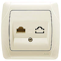 Розетка комп'ютерна Carmen VIKO крем, інтернет, врізна Віко вбудована 90562032