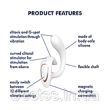 Вібратор-кролик з інтенсивною стимуляцією клітора та G-точки Satisfyer G for Goddess 1 White, фото 2