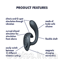Вібратор-кролик з інтенсивною стимуляцією клітора та G-точки Satisfyer G for Goddess 1 Dark Grey, фото 2