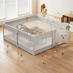 Дитячий манеж Lumpurini Tindario з пластиковими дверима та мішечком для іграшок, NEW01150