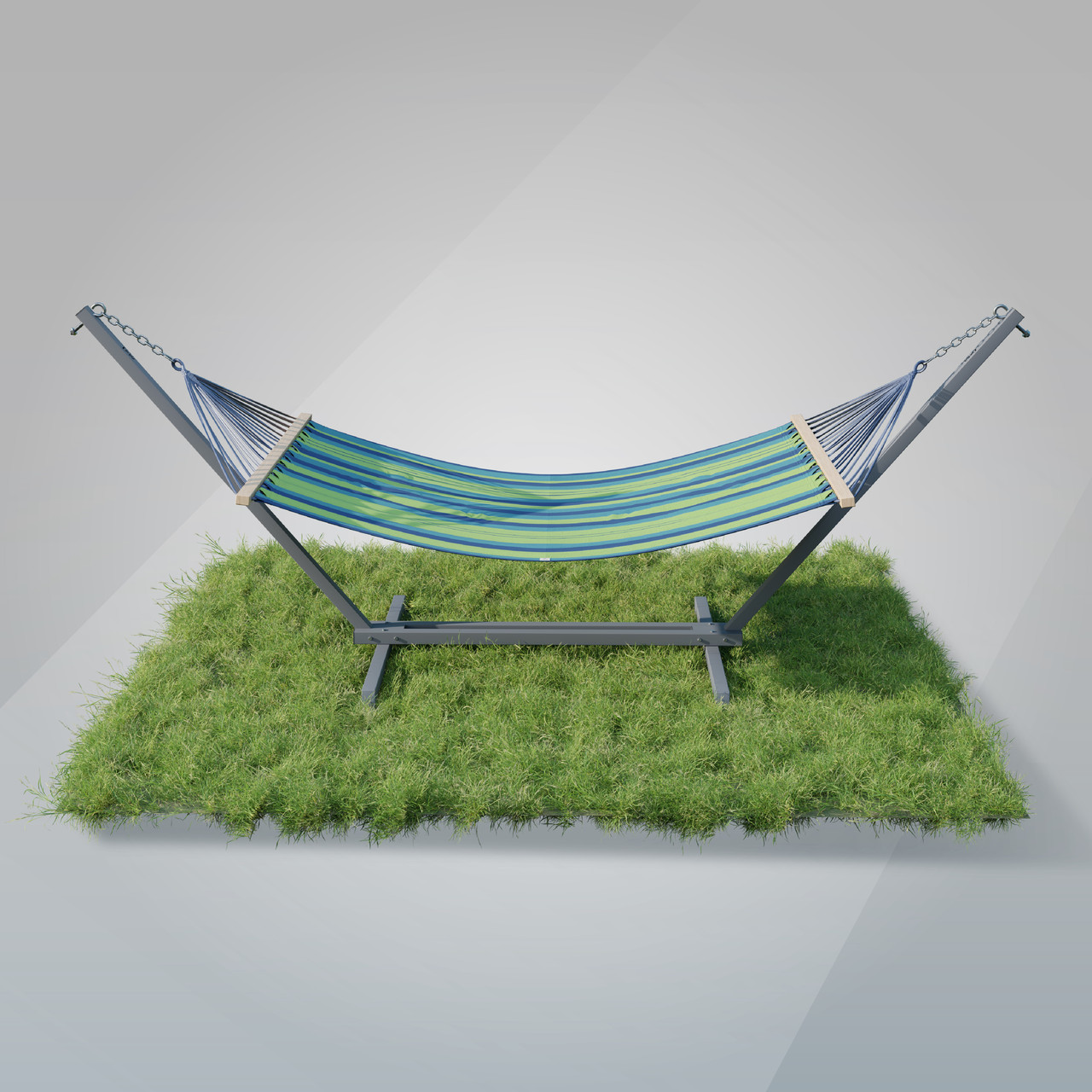 Стійка для гамака + Двомісний гамак з планкою RIO XXL зелений