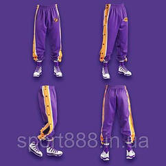 Спортивні штани дитячі чоловічі Лейкерс Lakers тренувальні баскетбольні розминкові на кнопках