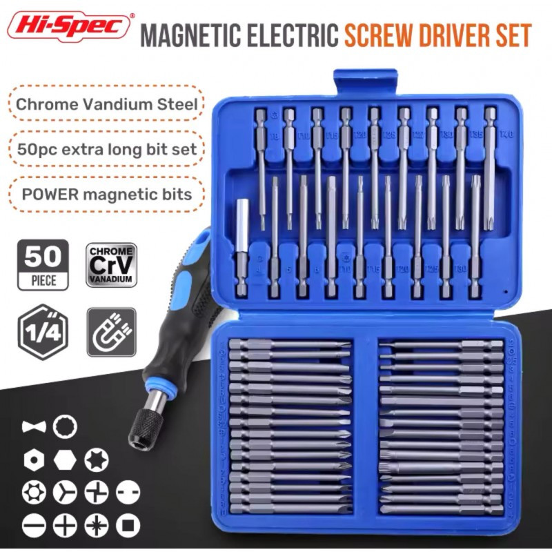 Набір наддовгих магнітних насадок для викруток, 50PCS SOCKET SET AND ES-50
