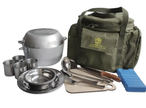 Туристична сумка-холодильник з набором посуду на 4 особи для відпочинку на відкритому повітрі з комфортом, фото 1
