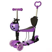 Самокат дитячий 3-х колісний SC20139(Violet) з батьківською ручкою